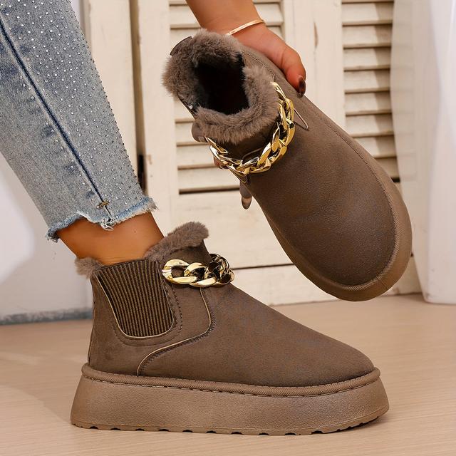 TEMU Winter-Schneestiefel für Damen mit rutschfester Gummisohle - Beige Booties für kaltes Wetter, Slip-On/Schuhe-Designs - Ideal für , formelle Anlässe besondere Ereignisse - Ein Paar