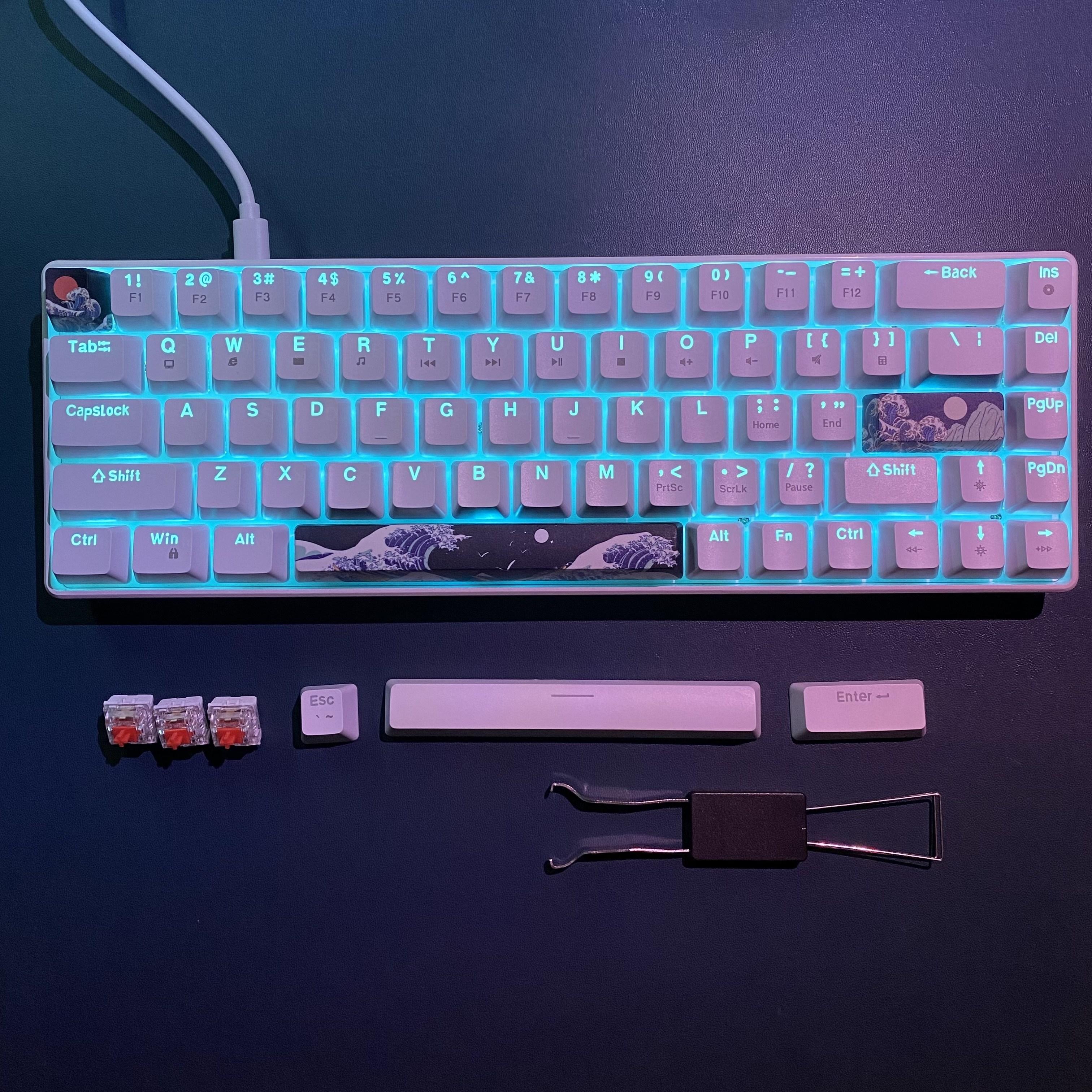 TEMU Mechanical Keyboard, Wired Compact Pc Keyboard 3 Pbt Dye Sublimation Keycaps Keyboard Pad Red Blue Switch Mechanical Gaming Keyboard 68 Keys For Computer/laptop Supports Wired Connection