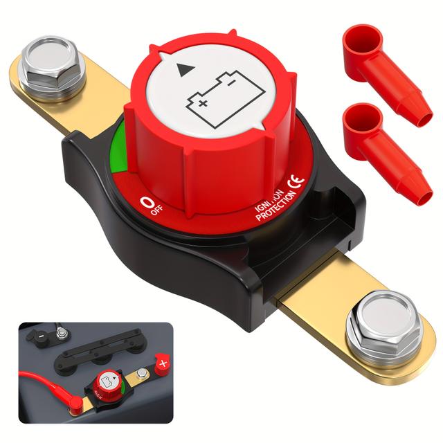 TEMU Seitlich montierter Batterietrennschalter für die Heckbatterie 12V 275A, Batterie-Isolationsschalter 12V für Boote, geeignet für Pkw, Wohnmobile, Boote, ATVs Geländefahrzeuge