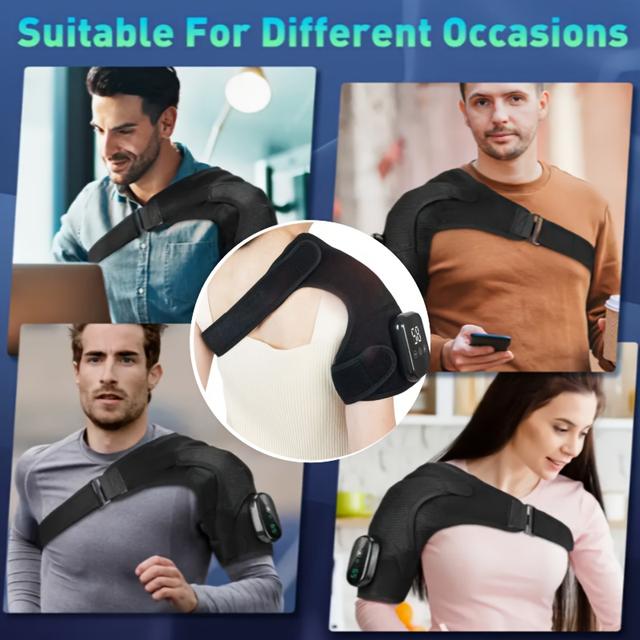 TEMU Shoulder Massager - Knee, Shoulder, Arm Used, Portable Us Charging Model, With 3 Kinds Of Vibration, Hot Compress, Suitable For Shoulders - Unisex Design, Massage Tool
