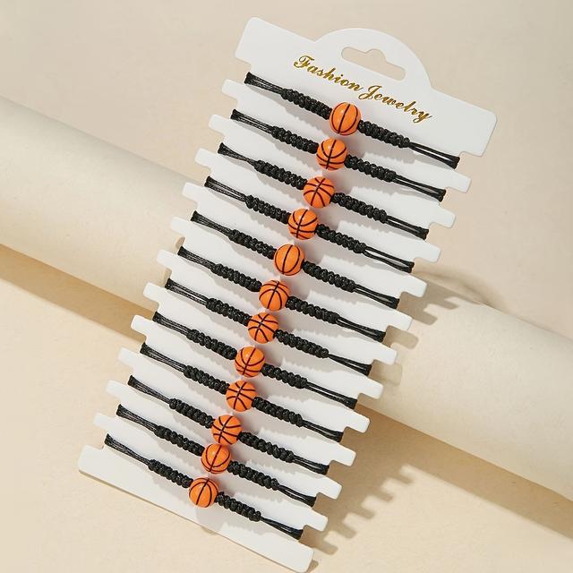 TEMU Conjunto de 12 Pulseras Hechas a con Temática de Baloncesto Adecuadas para Deportivos y Jugadores de Baloncesto