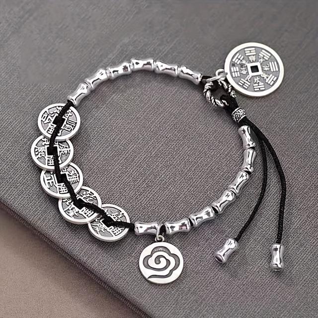 TEMU A 5 Emperors Money Section By Section High Bamboo Weaving Men And Women Style Mountain Flower Hand Rope Bracelet Z68