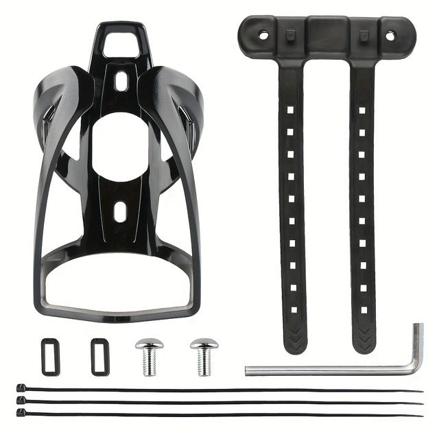 TEMU Universal Bike Water Bottle Holder, Ultra Lightweight, Pc Material, Black, With Installation Base For Bike