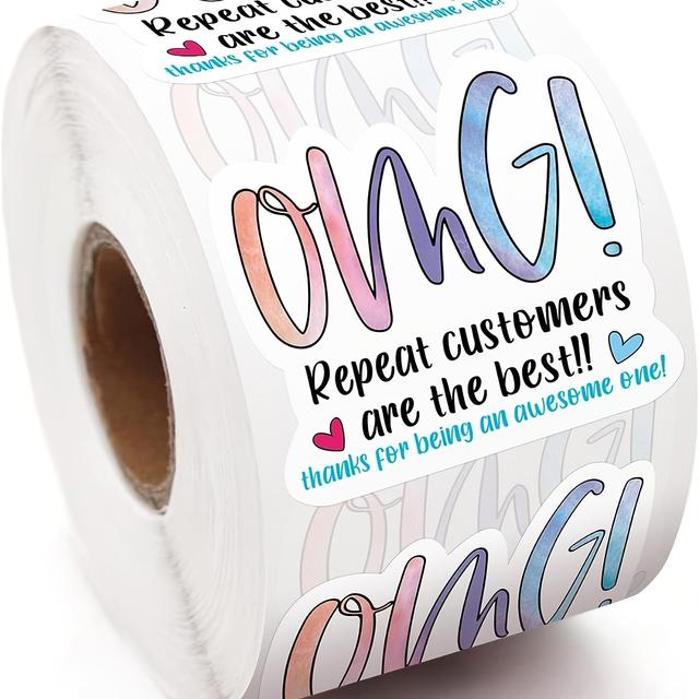 TEMU Omg Repeat Are The Best Thank You Decorative Stickers With A Message Of Gratitude For Small Stores, Small Businesses, Envelope Seals And Gift Wrapping