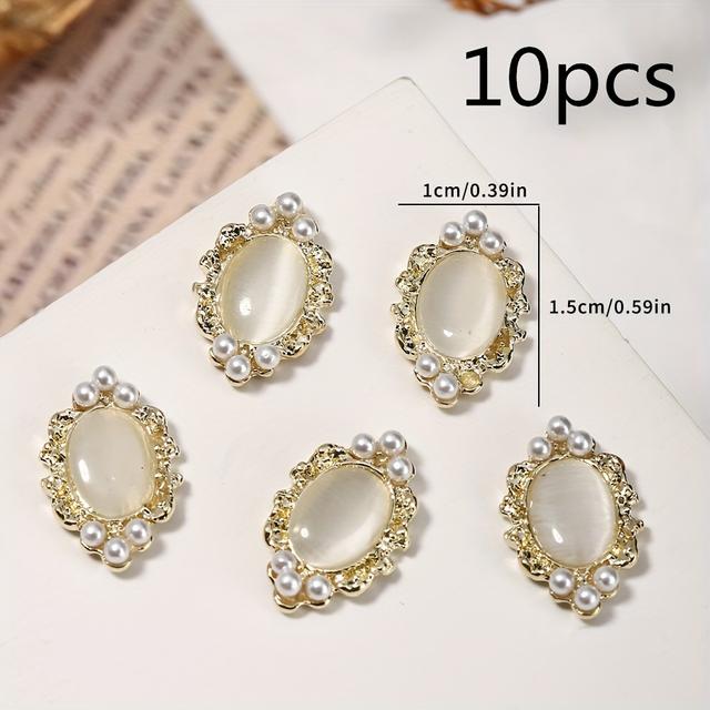 TEMU Nail Charms Nail Drills Rhinestones 10pcs 3d Alloy Nail Art Decorations Diy Black Friday Nail Charms Nail Synthetic Gemstones Nail Supplies.