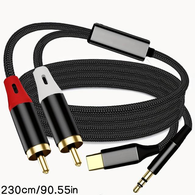 TEMU Usb-c And 3.5mm To Rca Cable, 3.5mm 1/8 To Rca 2 Male Headphone Jack Adapter Splitter, Metal Shell Y Splitter Auxiliary Cord 1/8 Connector For Smartphones,mp3,tablets,speakers,hdtv