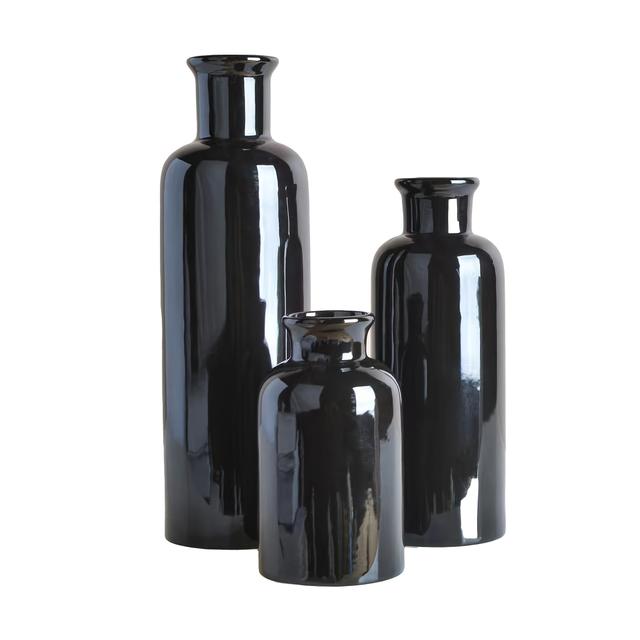 TEMU Vasen, Keramikvase, Set aus 3 dekorativen Vasen, Blumenvasen, 7,2/19/25,2 cm hoch, Tischvase, Pampasgrasvase, moderne Dekoration, Trockenblumenbehälter, für Zuhause, Büro,