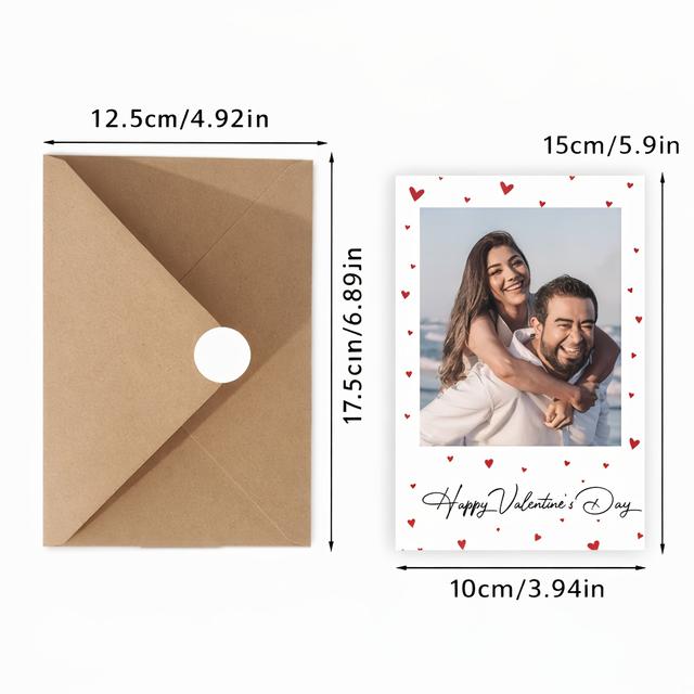 TEMU 1pc Custom Photo Valentine's Day Card With Envelope, Personalized Diy For Boyfriend Girlfriend Husband Wife, Romantic Couple Gift For Him Her, Aesthetic Polaroid Style Anniversary Note