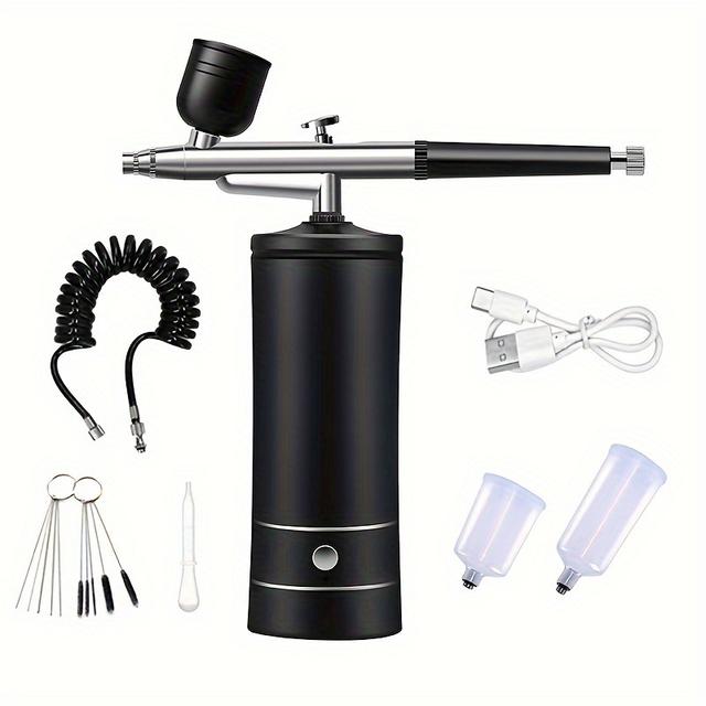 TEMU Airbrush With Compressor Portable Airbrush For Nails Cake Tattoo Makeup Paint Air Spray Oxygen Injector Air Brush Kit