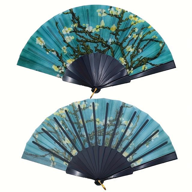 TEMU 1 ventilador plegable portátil de lujo , a , estilo bohemio vintage, y duradero, ventilador de refrigeración tradicional, y portátil, regalo para mujeres para fiestas,