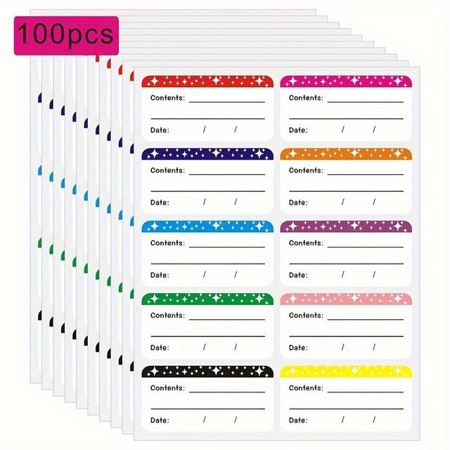 TEMU -pack Avtagbara Etiketter - Vattentäta Matförvaringsklistermärken för Köksorganisation, och Innehåll, Svenska Språket, Restpappersetiketter