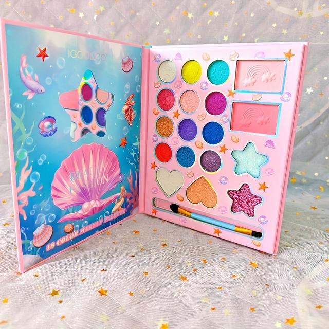 TEMU 18-color Cartoon Shell Makeup Palette With Plant Squalane - Matte & Shimmer , Perfect For Casual Attire & Gifts With Plant Squalane