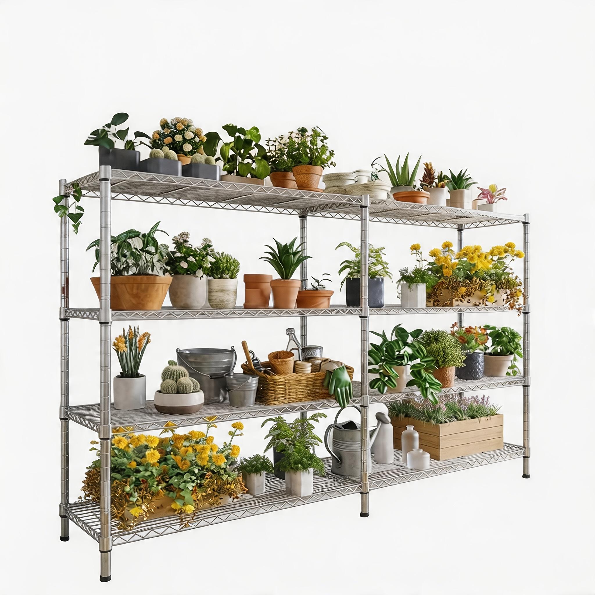 TEMU 4-tier Storage Shelves, Heavy Duty Shelf, Garage Shelf, Height Adjustable Wire Shelf, Metal Shelf For Storage, Storage Shelves, Kitchen Shelf, 182 X 45.5 X 152cm, Utility Shelves