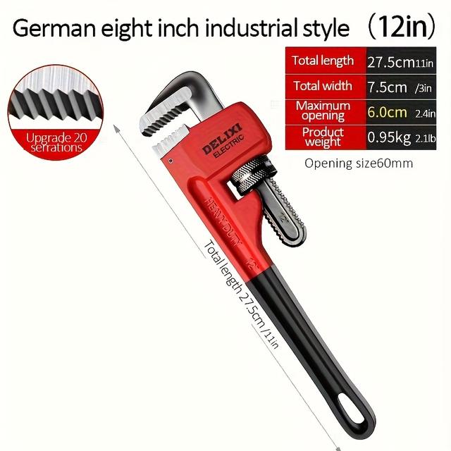 TEMU Elektromos 8/10/12/14 hüvelykes csőkulcsok, nagy széntartalmú acél univerzális vízvezeték-kulcsok, minőségű gyorszáras kulcsok, erős fogóerővel rendelkező háztartási karbantartó kulcsok