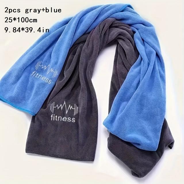 TEMU 2pcs Large Heavy-duty Sports Towels - Quick- Towel For &, 25x100cm/9.84x39.4in Heavy Absorbent Workout Towel For Swimming, Yoga, Running, Exercise - Lightweight & Portable Wet Wipes ()