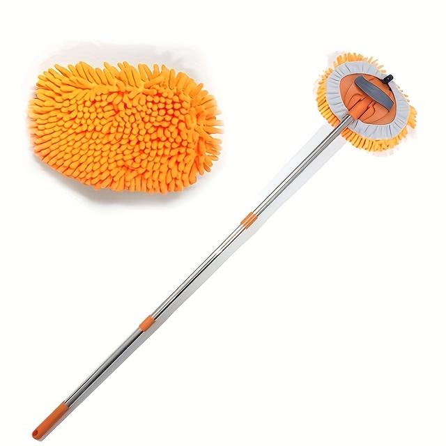 TEMU 47.5-inch Microfiber Car Cleaning Mop Set - Cream Duster, No Paint Damage Or Scratches, Long Handle Suitable For Cars, Trucks, Suvs, Rvs, Trailers, And Boats, Without Battery