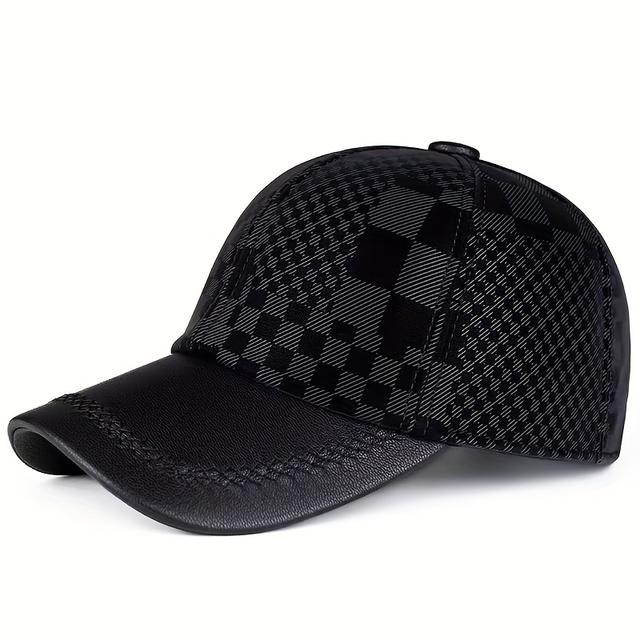 TEMU 유니섹스 경량 양가죽 프린트 스냅백 야구모자 - 진짜 양가죽 가죽, 남녀공용 스트레치 핏, 캐주얼 아웃도어 모자, 크리스마스 액세서리 (세탁기 사용 불가)|스냅백