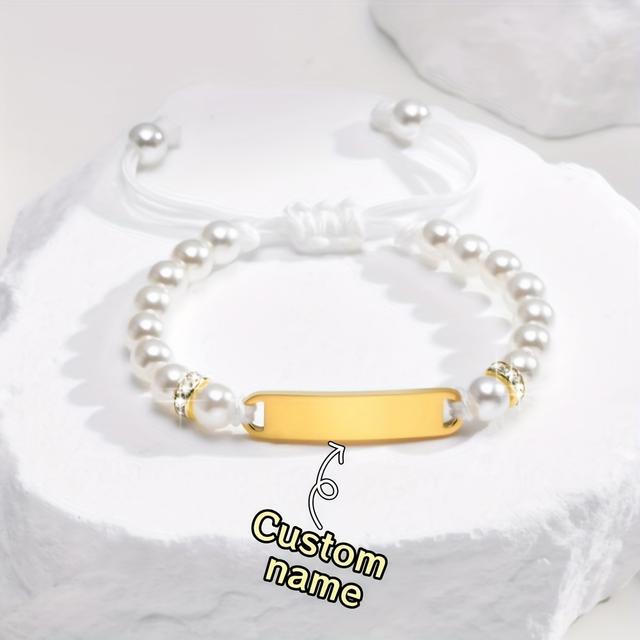 TEMU سوار مخصص منقوش، سلسلة قابلة للتعديل، هدية عيد ميلاد شخصية باسمك