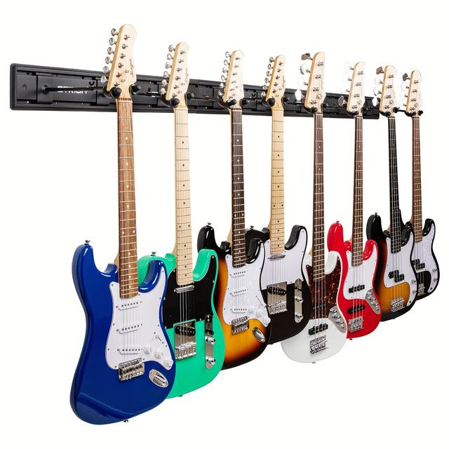 TEMU Strich 8-guitar Wall Mount Hangers - Aluminum Metal Rack For Multiple Guitars And Bass, Adjustable Instrument Display Set, Model Smh-08a
