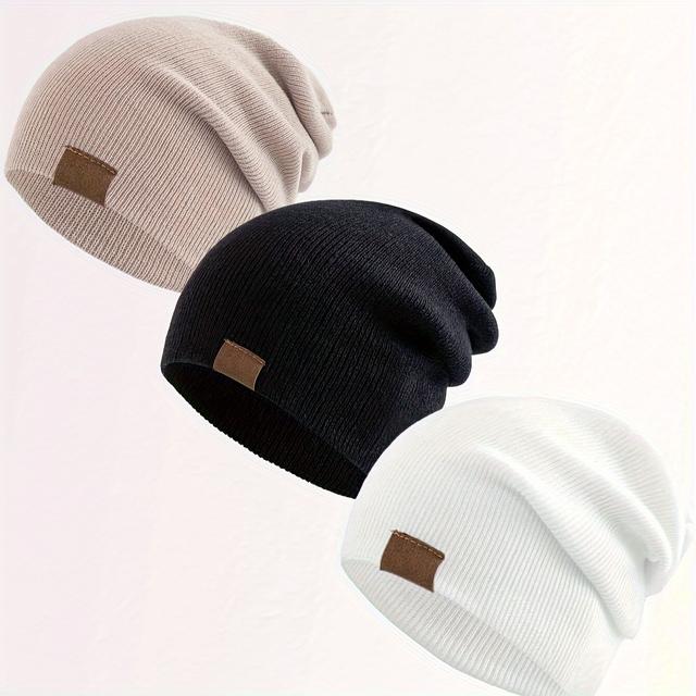 TEMU 3pcs Beanie Unisex Winter Hats Acrylic Beanies Slouchy Beanie Cap Outdoor Hats For Men Women