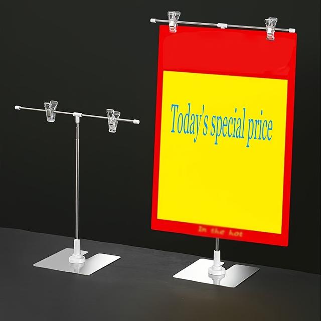TEMU 1pc Stainless Steel Adjustable Poster Holder - Vertical Desktop Display Stand Signs, Advertisements, And Store Signage, Promotional Display | | Durable Construction, Poster Holder For Wall