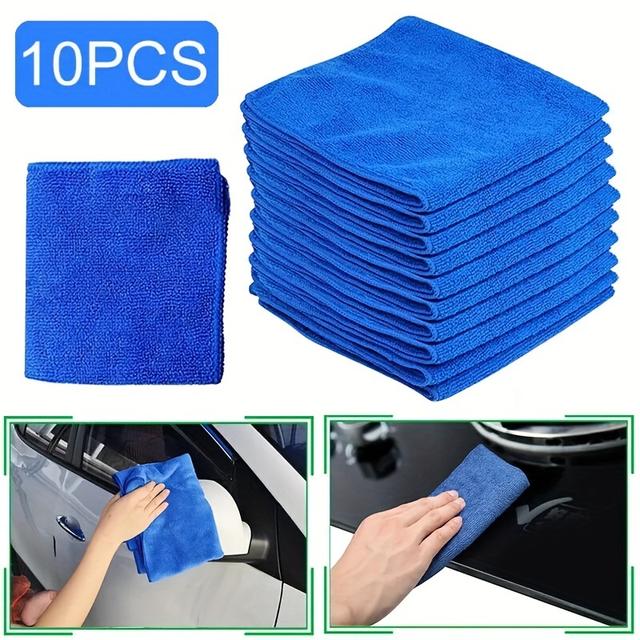 TEMU 10pcs Ultra Fine Microfiber Car Wash Towels - Auto Detailing Polishing Household Cleaning Cloths For Drying And Tools