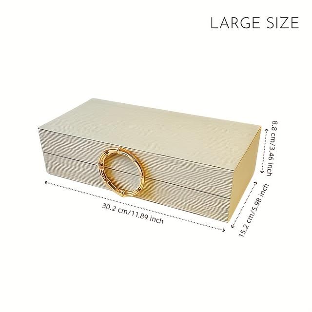 TEMU 1 Caixa de Joias de Designer: PU Ondulado com de Água, em Metal Premium