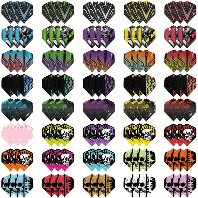 TEMU 120 Stück Bunte Dartflügel von Cyeelife - Langlebiges PET-Material, Verschiedene Designs mit "CIE" Text, Ideal für Halloween/Weihnachten/Neujahrs-Dartspiele, Cyeelife