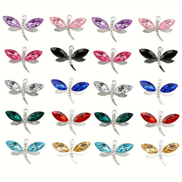 TEMU Set Of 20 Alloy Dragonfly Charms In Various Colors, Making Necklaces And Bracelets