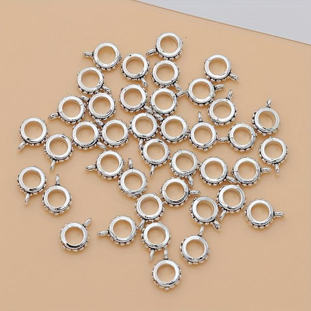TEMU 40pcs Ancient Silvery Flower Charm Alloy Ancient Silvery Flower Spacer Bead Connector Flower Charm Making Bracelet Diy Earrings Necklace Flower Charms Handmade