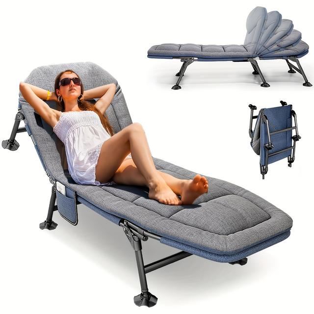 TEMU Garden - Reclining Garden, Fishing Bed, Carp Fishing With Side Pocket And Mattress, Adjustable Outdoor Portable .