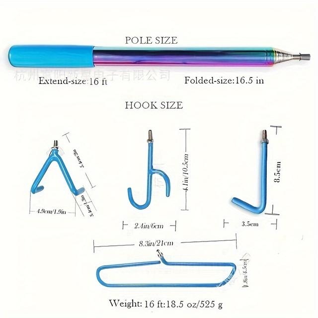 TEMU 1pc 16-foot Disc Golf Pickup Tool, Universal Stainless Steel Telescopic Putter, Outdoor Sports Disc Pickup Accessory, & Extendable Design, With Telescopic Putter 14+