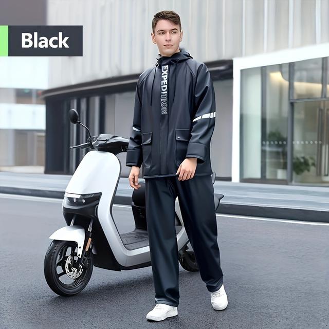 TEMU Bm Motorcycle Raincoat Riding Suit Waterproof Jacket B31 In Black