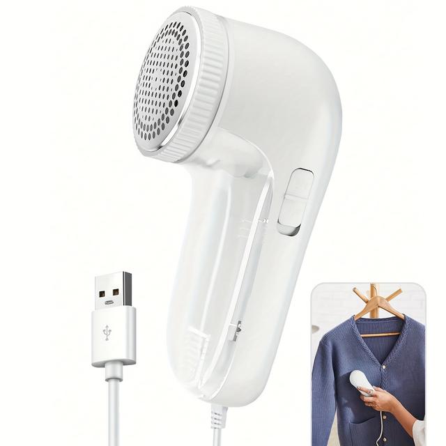 TEMU Portable Hair Remover, Usb Powered - For Clothes, Fabrics, Bedding, Carpets, Sofas Effective Fabric Shaver - Removes Lint Balls, Fluff, Suitable For Daily Use At Home!