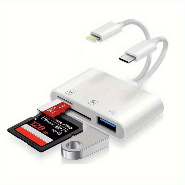 TEMU Card Reader - Lightning/usb C/sd/tf Adapter, High Speed Data Transfer, Perfect Gift For Photographers/travelers/students, Memory Card Reader For Iphone Ipad Macbook Android