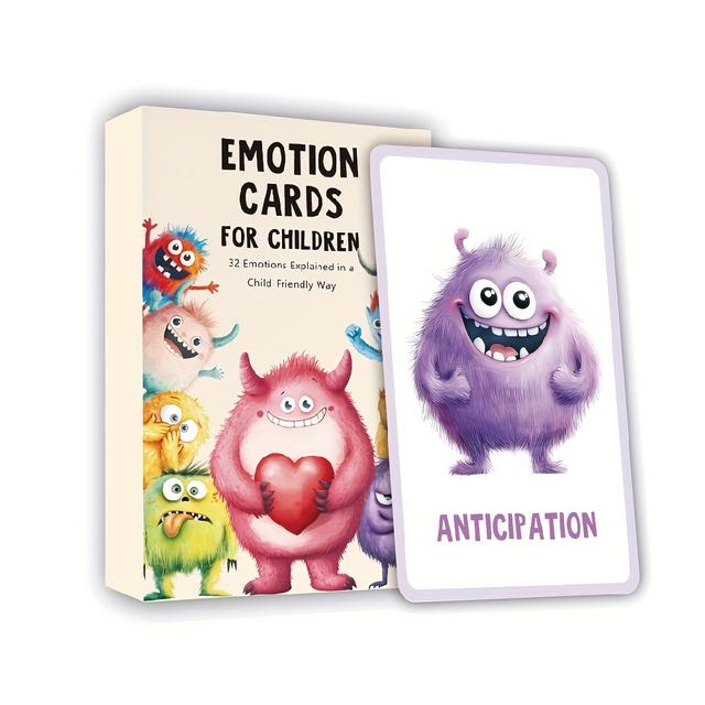 TEMU 32 Emotion Monster Cards With Explanations, Cute - Self-regulation Tool, Social Emotion Learning, Emotion Management