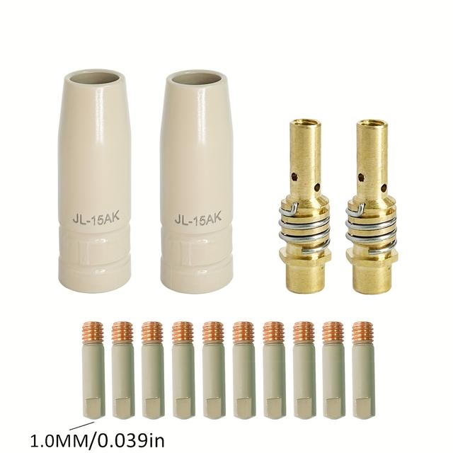 TEMU 14 db-os készlet, MB-15AK Új bevonatvédő fúvóka 0.8/1.0/1.0 mm tapadásmentes hegesztési Európai lég nélküli védőhüvely