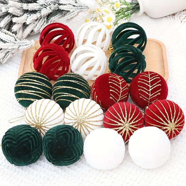 TEMU 18pcs Coostee Christmas Ball Ornaments - Velvet Texture Painted Hanging Tree Decorations Suitable For Holiday, Glossy Feather-free For & Pets, For Tree Decorations, Parties, Wreaths, Garlands