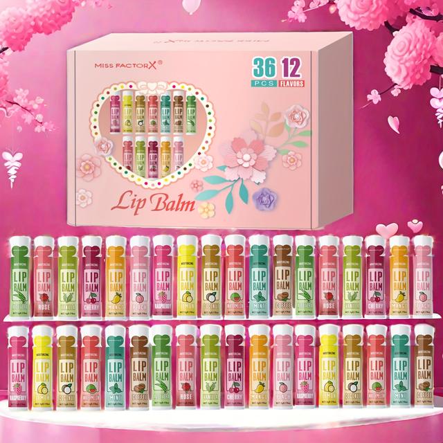 TEMU Premium Gift Set 36pcs/box Lip Balm Kit, Long-lasting Moisturizing & Brightening Lips - Perfect Gift For Women, Wedding Party Favor, Valentine's Day Present