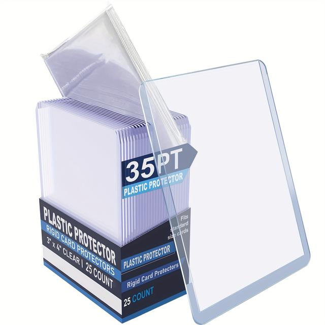 TEMU 1/2 Set 50 Pack Plastic Protector For Cards 3"x4" Hard Card Sleeves Baseball Protectors Sports Holder Trading Cards, Game Cards(25 Hard Sleeves + 25 Soft Sleeves)