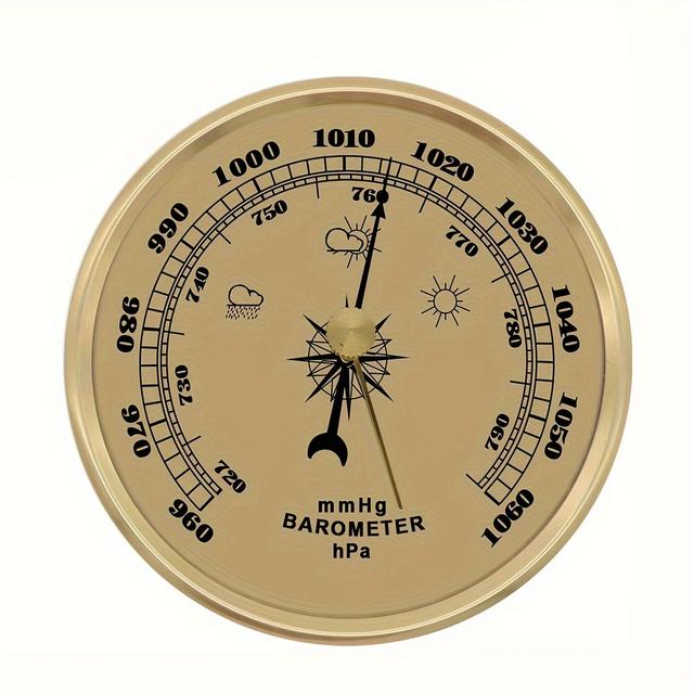 TEMU 1 Unit Of A Wall-mounted Household Barometer With A Pressure Gauge Ranging From 960 To 1060 Hpa, Designed As A Weather Station, Featuring A Metal For Wall Hanging, Along With A Thermometer.