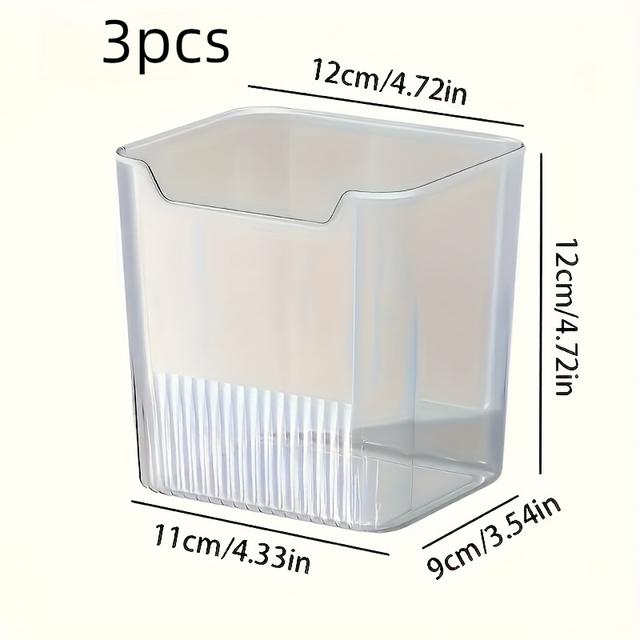 TEMU Set Of 3 Transparent Organizers For Refrigerator Side Doors, Designed To Keep . Ideal For Kitchen And Dining, Storage Boxes Help Categorize Vegetables, Fruits, And Snacks, As Well Seasonings