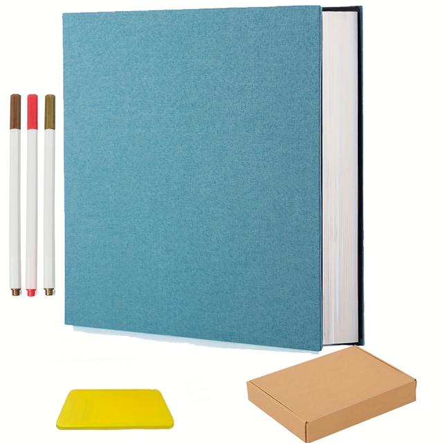 TEMU 20 Bögen Selbstklebendes Scrapbook Album mit 40 Seiten, Metallstift & Schaber Box Set für 3x5, 4x6, 5x7, 6x8, 8x10 Fotos - Perfekt für Hochzeiten, Familienspenden