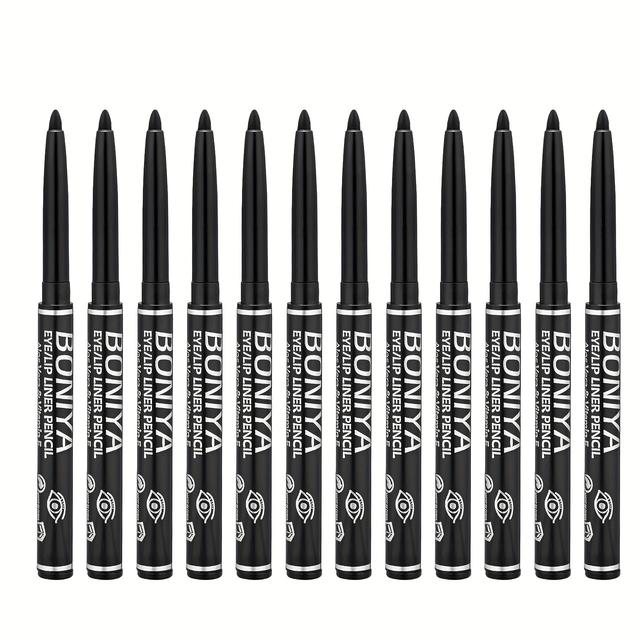 TEMU 12 Black Eyeliner Pens - Waterproof, Sweatproof, And , Effortlessly Eye Makeup With A Simple Twist