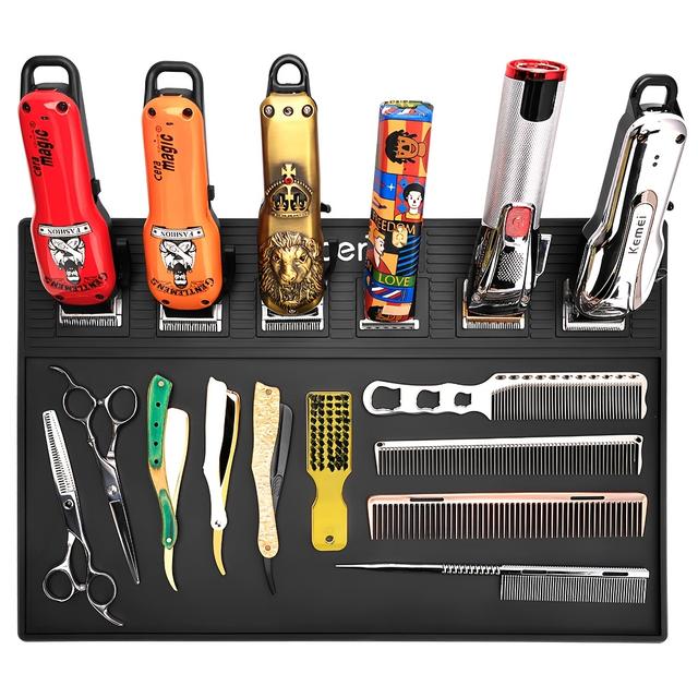 TEMU Magnetic Silicone Mat For Organizing Hairdressing Tools, Flexible Silicone Hairdressing Mat, Magnetic Salon Tool Mat, Non-slip Counter Mat For Hairdressing Tools (black) Silicone Mat Only