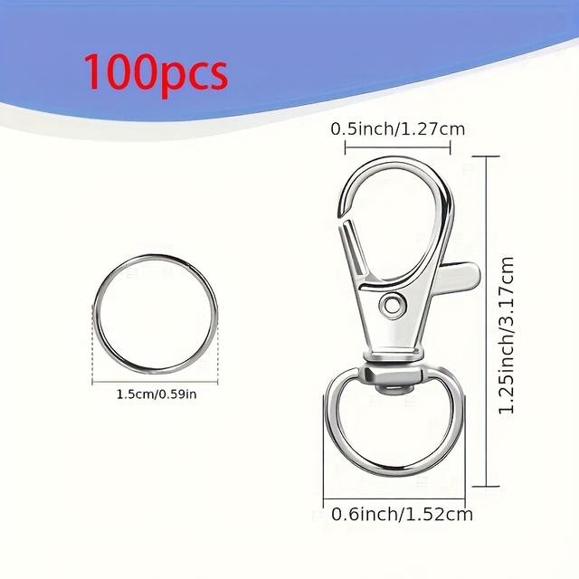 TEMU 50/100pcs Keychain Hooks, Accessories, Pendants, Keychain Hooks With Keychains, Used For Diy Craft String Bead Production, Diy Wallet Production, Diy Wallet Making