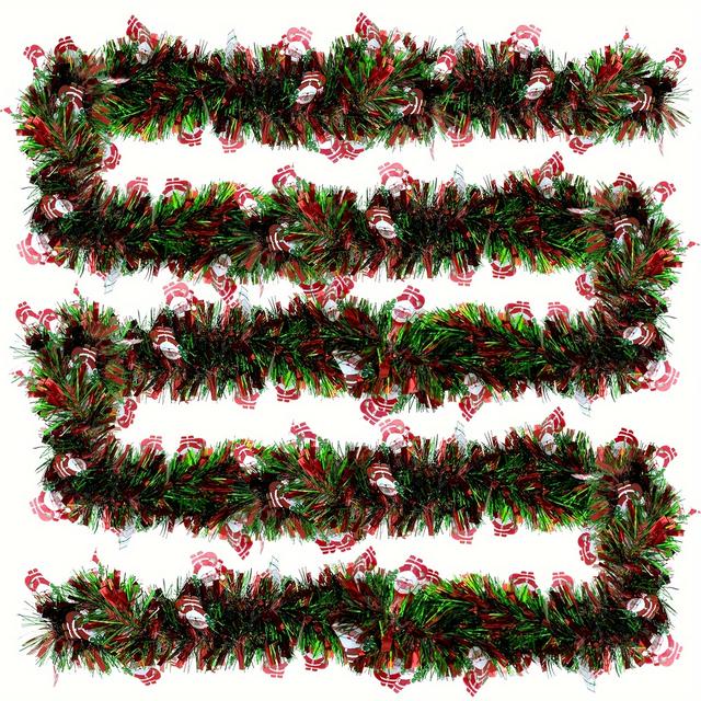 TEMU 196-inch Christmas Tinsel Garland With A Metallic Twist, Shiny Hanging Decorations For Christmas Trees And Party Supplies, Suitable For Both Indoor And Outdoor Use (in Red And Green Colors)