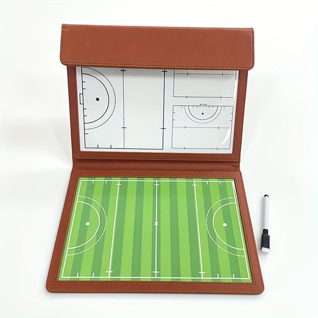 TEMU Brown Hockey Tactical Booklet With Magnetic Erasable Markers - And Players