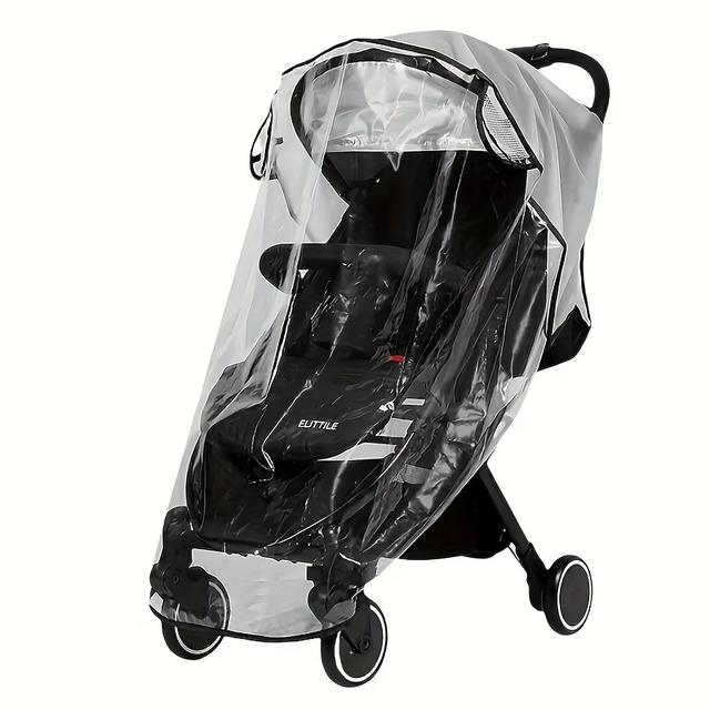 TEMU Rain Cover For Strollers, Universal Stroller Accessory - Waterproof And Windproof Travel Weather Protection Cover, Thick And Durable, Dust And Snow Resistant, Breathable Mesh For Clear Visibility