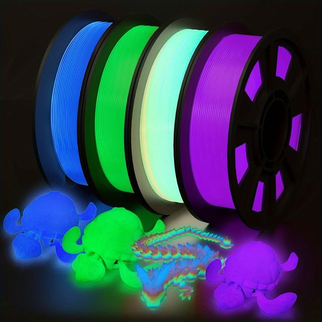 TEMU 3d Printer Filament Bundle, Glow In The Dark Filament Multicolor, Green, Blue, Purple And Rainbow, Pla Filament 1.75mm, Halloween 3d Printer Filament, 250g/250g X 4 Packs